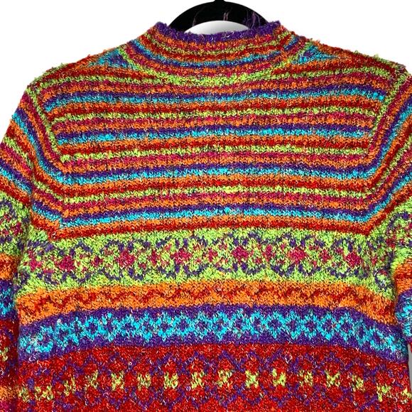 North Style Sweater Multicolor Striped Cardigan Rainbow Colorful Striped Medium - Picture 5 of 9